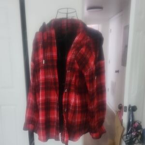 No Boundaries Red and Black Utility Jacket